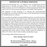 Notice of Public Meeting – Department of Environmental Management – B.F. Norton Elementary School – March 10, 2025